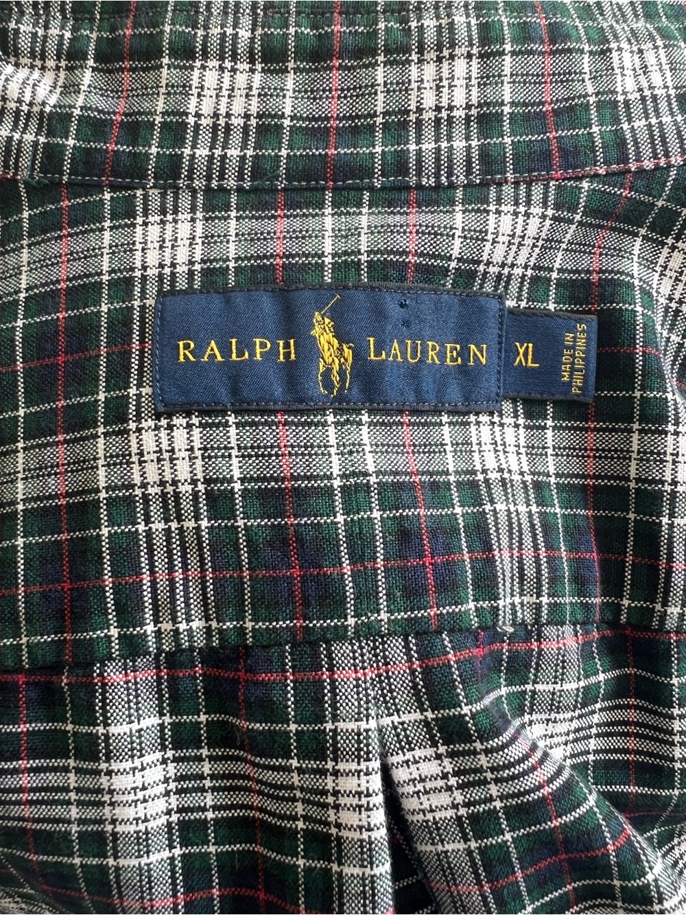 Ralph Lauren Black, White & Green Plaid Button-Down Shirt